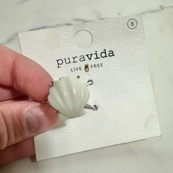 Pura Vida White Grande Shell Ring NWT Size 8 Beach Vacation Coastal Chic - Picture 3 of 10